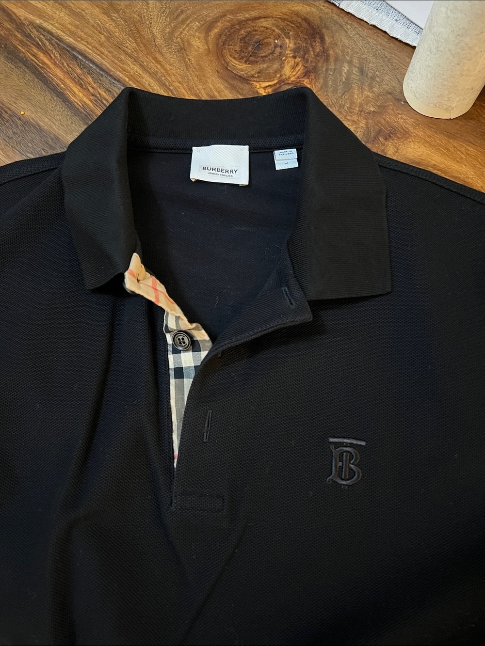 Burberry Black Polo with Signature Check Trim